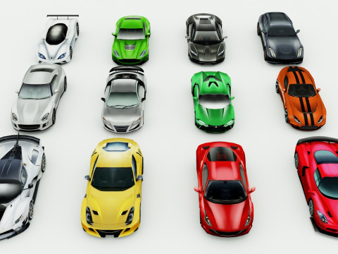 12 lowpoly Sportscars vol2 3D Model