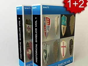 super pack historical shields 3D-Modell