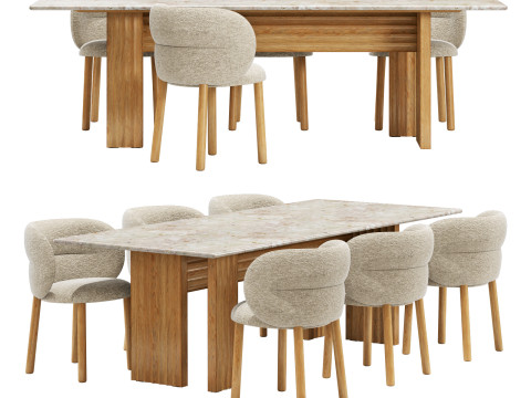 Moroso dining set get lucky chair-rows table 240x100 3D Модель