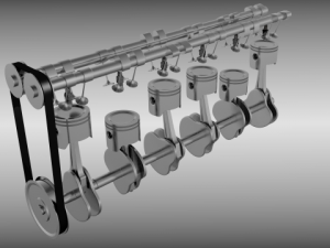 animated l6 engine 3Dモデル