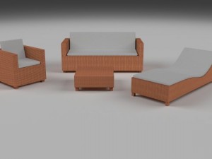 low poly wicker furniture pack 2 3D-Modell