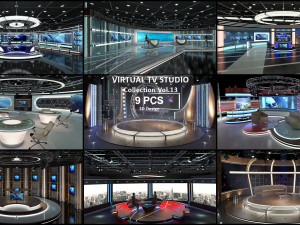 Virtual TV Studio Sets - Collection Vol 13 - 9 PCS DESIGN 3D Модель