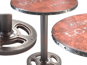 moes home wheel round dining table in orange 3Dモデル