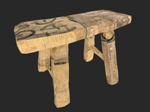 Wooden Stool Model 3D