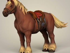 muscular horse with saddle 3Dモデル
