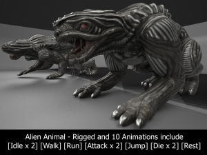 alien animal rigged and animated 3D 模型