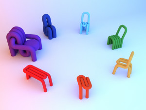 Moustache Big-Game Bold Stool-table set 3D Модель