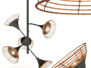 pendant lamp rattan 5-lite 3Dモデル