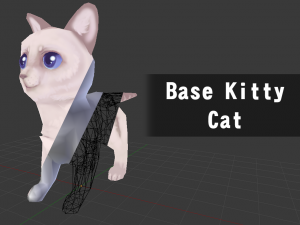 low poly white striped kitty cat for games 3D 模型