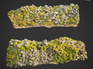 3d scanned nature stone wall c Modèle 3D