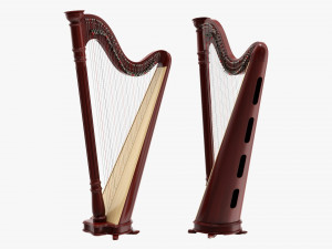 Harp 40-String 01 3D Модель