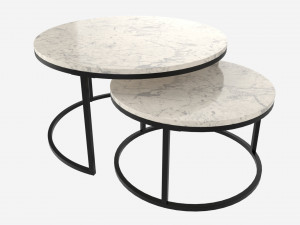 Marble Texture Coffee Table 2 in 1 3D मॉडल