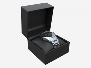 Wristwatch with Steel Bracelet in box 02 3D Модель