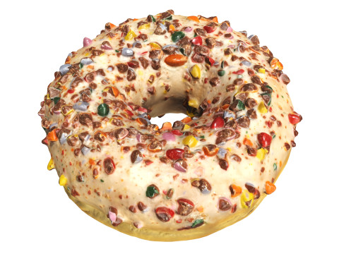 Donut with cracked chocolate candy chips Modelo 3D