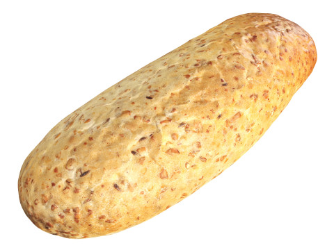 Narrow wheat bread with grains Modelo 3D