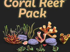 Coral Reef Low-poly Modelo 3D