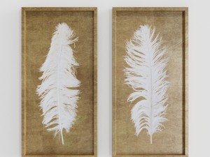 uttermost white feathers gold shadow box s2 3D 模型