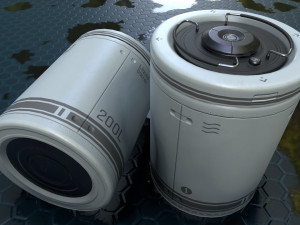 sci-fi barrel white game-ready pbr Modelo 3D