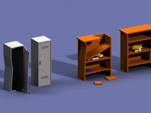 post apocalyptic cupboard and bookcase Modello 3D