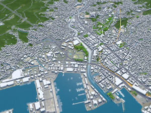 Sasebo city Nagasaki Japan 30km Modelo 3D