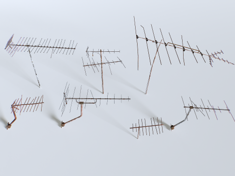 Rusty Old Tv antennas pack 3D Model