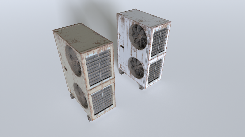 Rusty Rooftop AC hvac unit 2 3D Model .c4d .max .obj .3ds .fbx .stl .blend