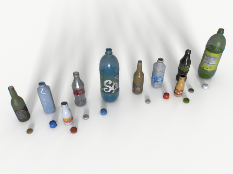 Plastic bottles trash junk 3D Model