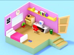 low poly room 3D Model