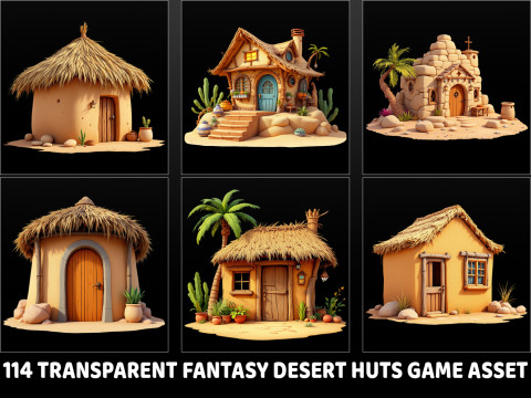 114 Transparent Fantasy Desert Hut Game Asset CG Texturen