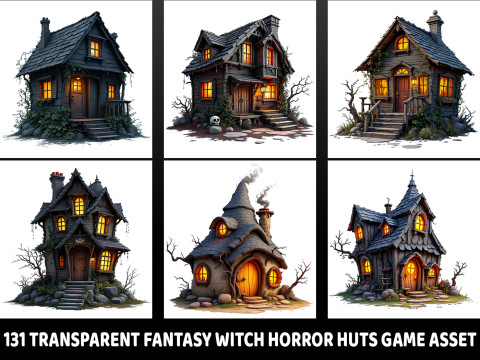 131 Transparent Fantasy Witch Horror Huts Game Asset CG Texturen