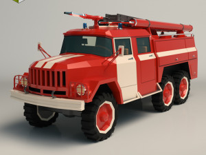 low poly fire truck 03 3D Модель