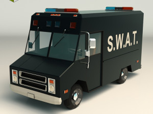 low poly swat van 01 3D Model