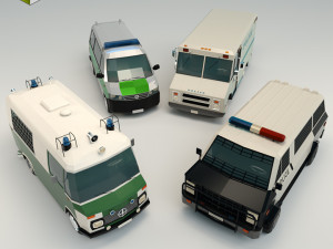 low poly police van pack 3D Model