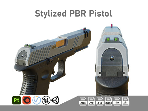 Stylized Pistol PBR 3D Модель