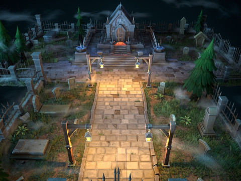 Stylized graveyard 3D Модель