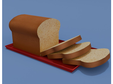 Stylized bread low polygon 3D Модель