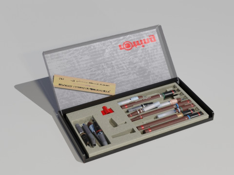 Pencil Case with Pencils 3Dモデル