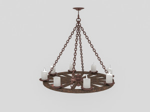 3d old wheel chandelier 3D मॉडल
