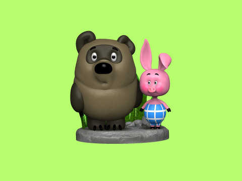 Winnie-the-Pooh and Piglet for 3D printing STL Modello di stampa 3D