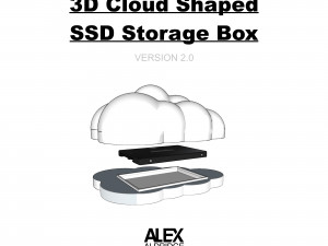 Cloud Shaped 3D Printed SSD Cold Storage Case Box Modèles 3D en vedette