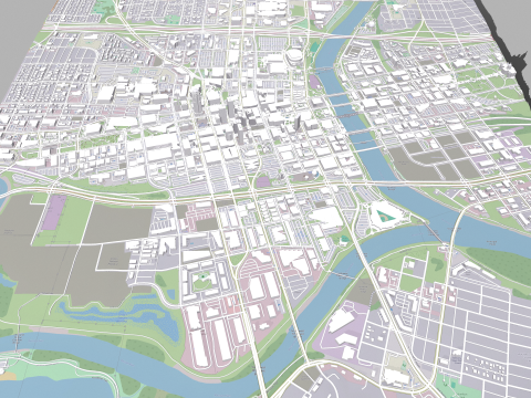 Cityscape Des Moines United States 3D-Modell