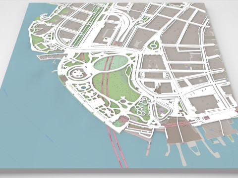 Cityscape New York USA fragment city Strets and roads Ready to 3d print 3D-Modell