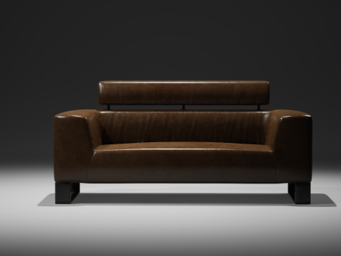 Sofa couch leather interior furniture low poly 3D Model