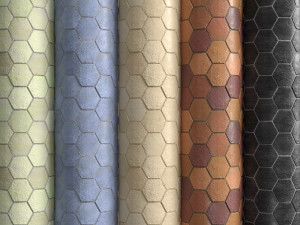 materials 10- hexagon tiles in 5 color CG Dokuları