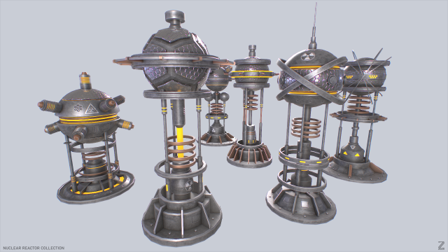 Nuclear reactor collection Modello 3D .c4d .max .obj .3ds .fbx .stl .blend 