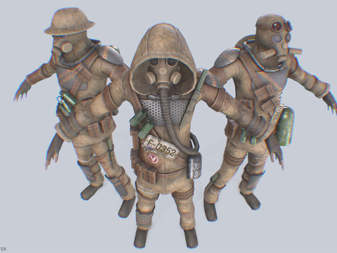 Post apocalypse character collection 3D Model