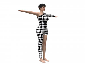 female character with harlequin clothing Modèle 3D