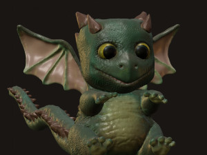 green sweet little dragon 3D Model