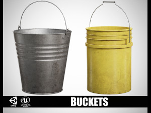 Metal and Plastic Buckets 3D Model