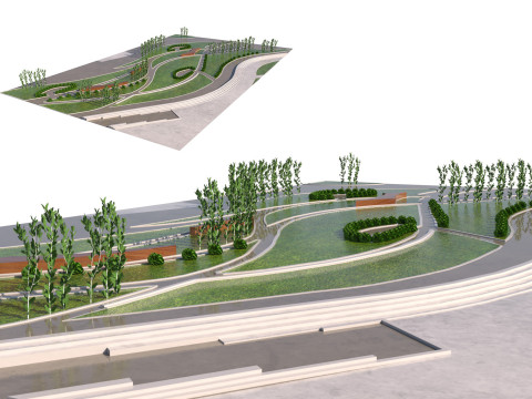 Low-Poly Landmark Park 3D Модель